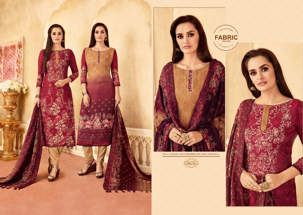 Hasarat By Kalyan Prints 1713 To 1724 Series Pure Pashmina With Digital Print Winter Wear & Casual Wear Dresses At Wholesale Price