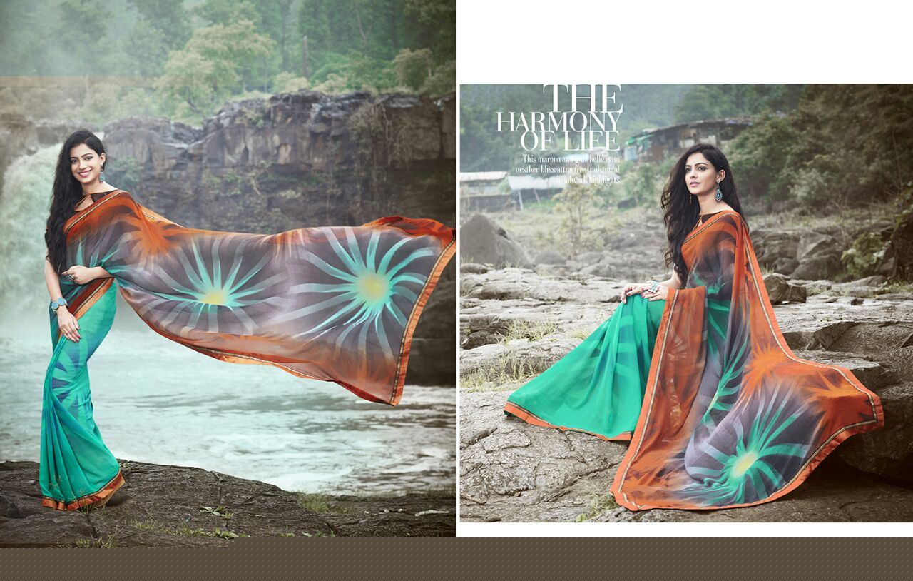 Jalsa By Kesari Nandan Sarees 8401 To 8416 Series Indian Ethnic Beautiful Stylish Designer Printed Casual Wear Party Wear Georgette Sarees At Wholesale Price
