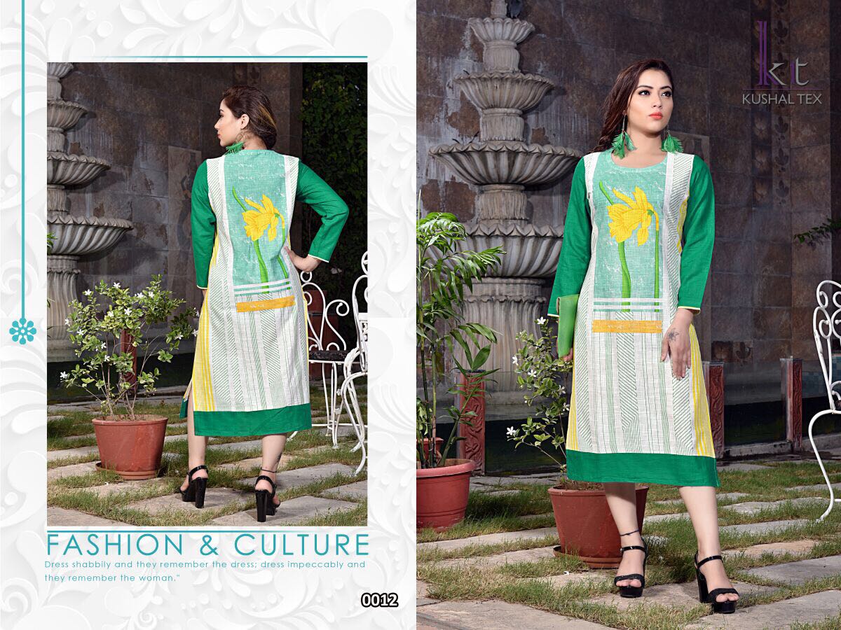 Kween By Kushal Tex 0010 To 0019 Series Beautiful Designer Colorful Fancy Casual Wear & Ready To Wear Cotton Slub Printed Kurtis At Wholesale Price