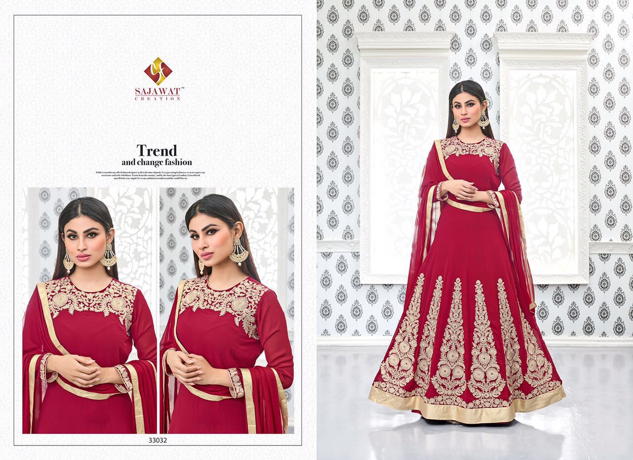 Nagin Vol 4 By Sajawat Creation 33031 To 33036 Series Bollywood Stylish Designer Embroidered Party Wear Tapeta Silk Dresses At Wholesale Price