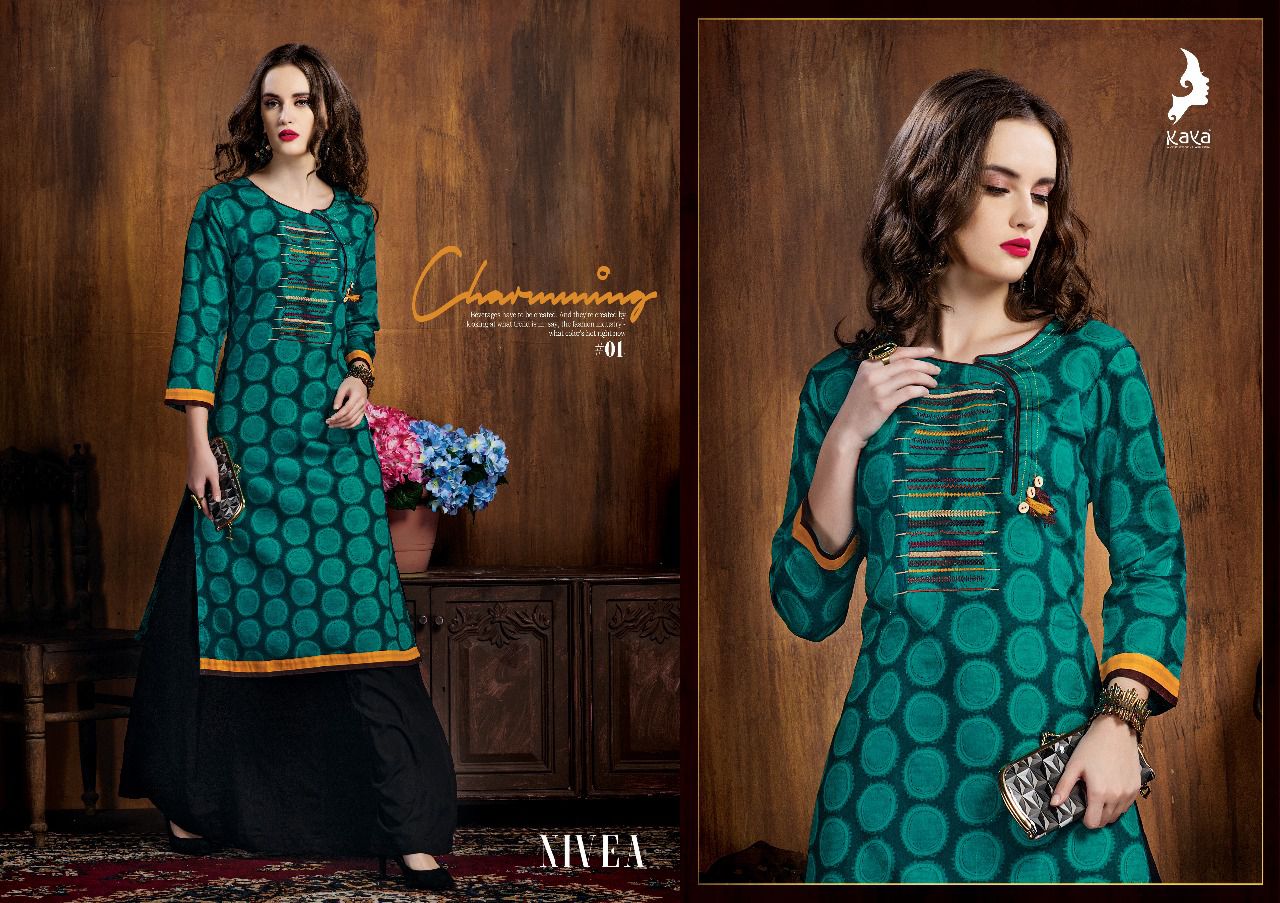Nivea By Kaya 01 To 10 Series Beautiful Colorful Stylish Fancy Casual Wear & Ethnic Wear Cotton Satin Printed Kurtis At Wholesale Price