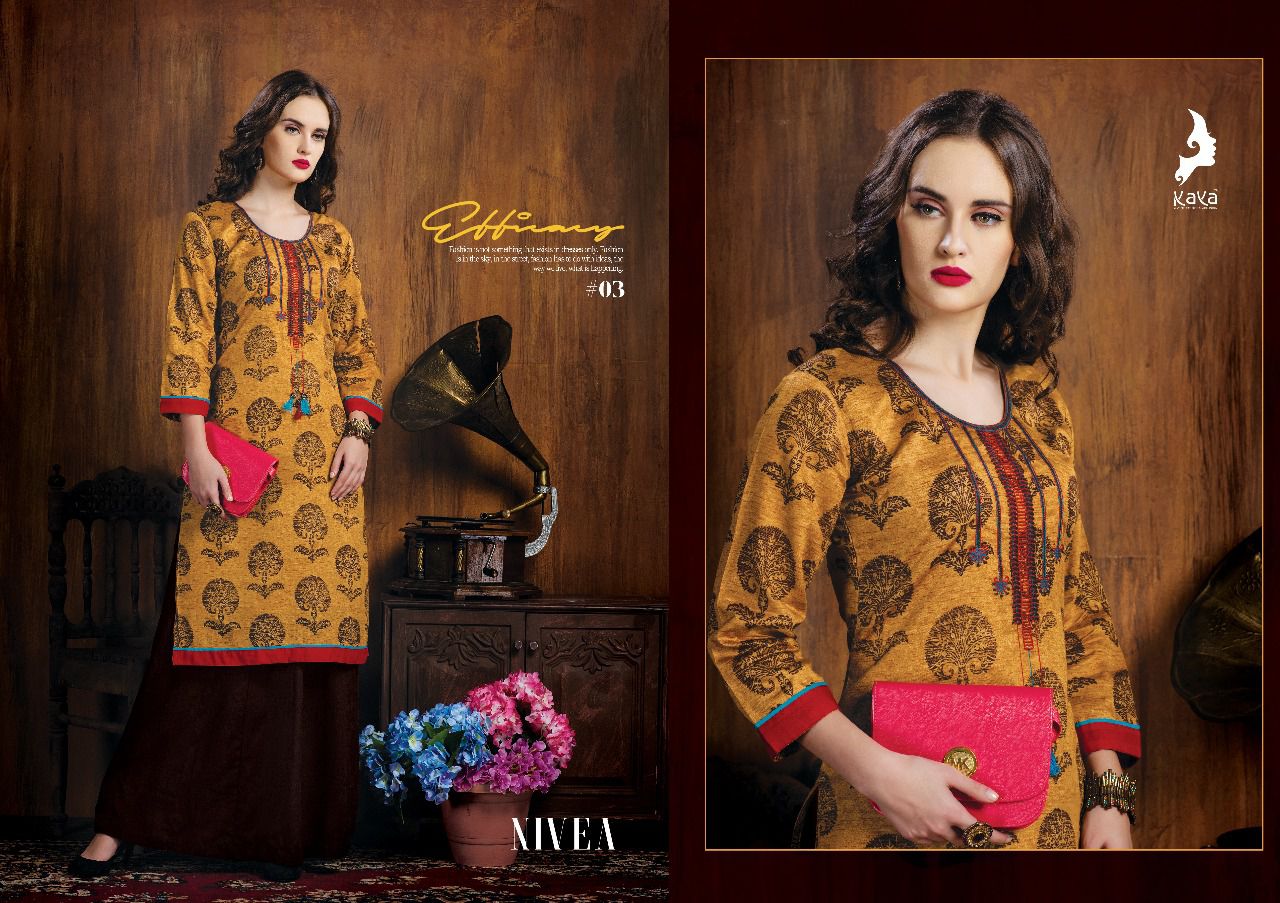 Nivea By Kaya 01 To 10 Series Beautiful Colorful Stylish Fancy Casual Wear & Ethnic Wear Cotton Satin Printed Kurtis At Wholesale Price