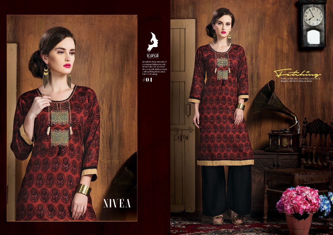 Nivea By Kaya 01 To 10 Series Beautiful Colorful Stylish Fancy Casual Wear & Ethnic Wear Cotton Satin Printed Kurtis At Wholesale Price