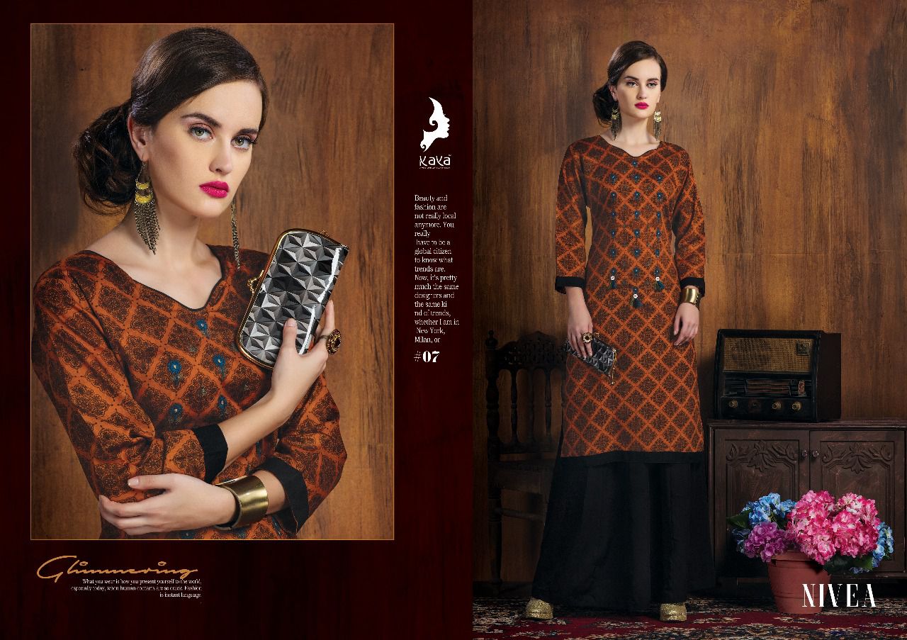 Nivea By Kaya 01 To 10 Series Beautiful Colorful Stylish Fancy Casual Wear & Ethnic Wear Cotton Satin Printed Kurtis At Wholesale Price
