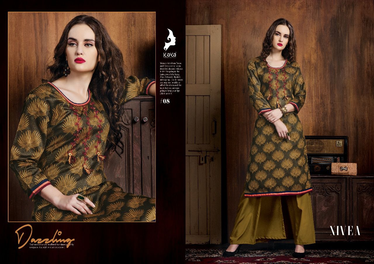 Nivea By Kaya 01 To 10 Series Beautiful Colorful Stylish Fancy Casual Wear & Ethnic Wear Cotton Satin Printed Kurtis At Wholesale Price