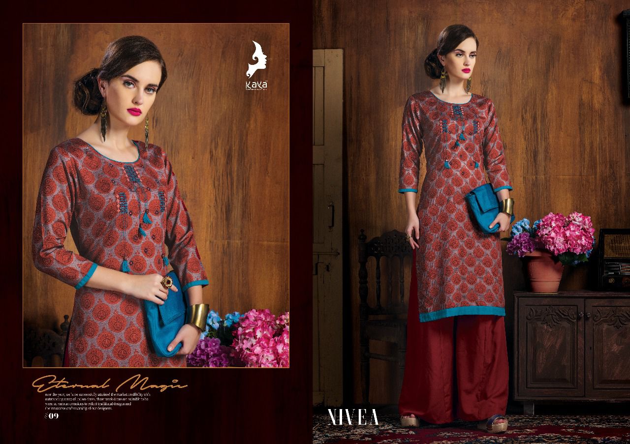 Nivea By Kaya 01 To 10 Series Beautiful Colorful Stylish Fancy Casual Wear & Ethnic Wear Cotton Satin Printed Kurtis At Wholesale Price