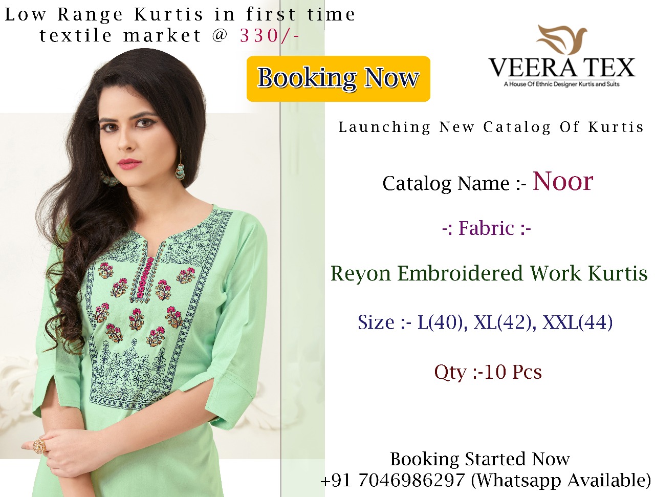 Noor By Veera Tex 1701 To 1710 Series Beautiful Colorful Stylish Fancy Casual Wear & Ethnic Wear Rayon Embroidered Kurtis At Wholesale Price