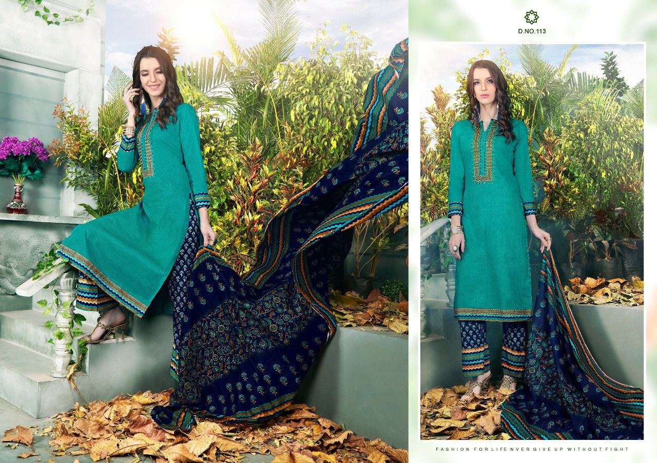 Zeenat By Kalyan Prints 113 To 120 Series Designer Pakistani Suits Beautiful Fancy Colorful Party Wear & Ethnic Wear Cotton Printed Dresses At Wholesale Price