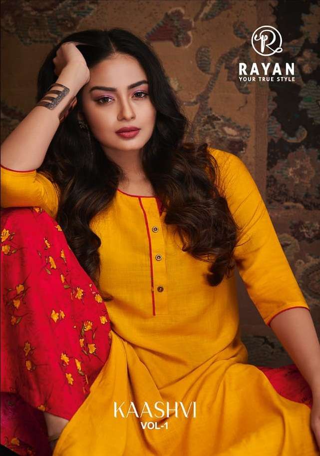 KAASHVI BY RAYAN 1001 TO 1008 SERIES BEAUTIFUL STYLISH FANCY COLORFUL CASUAL WEAR & ETHNIC WEAR RAYON SLUB KURTIS AT WHOLESALE PRICE