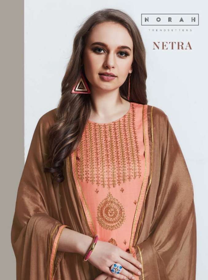 NETRA BY NEHA FASHION 5001 TO 5007 SERIES BEAUTIFUL STYLISH DESIGNER PRINTED AND EMBROIDERED PARTY WEAR OCCASIONAL WEAR TUSSAR SILK DRESSES AT WHOLESALE PRICE