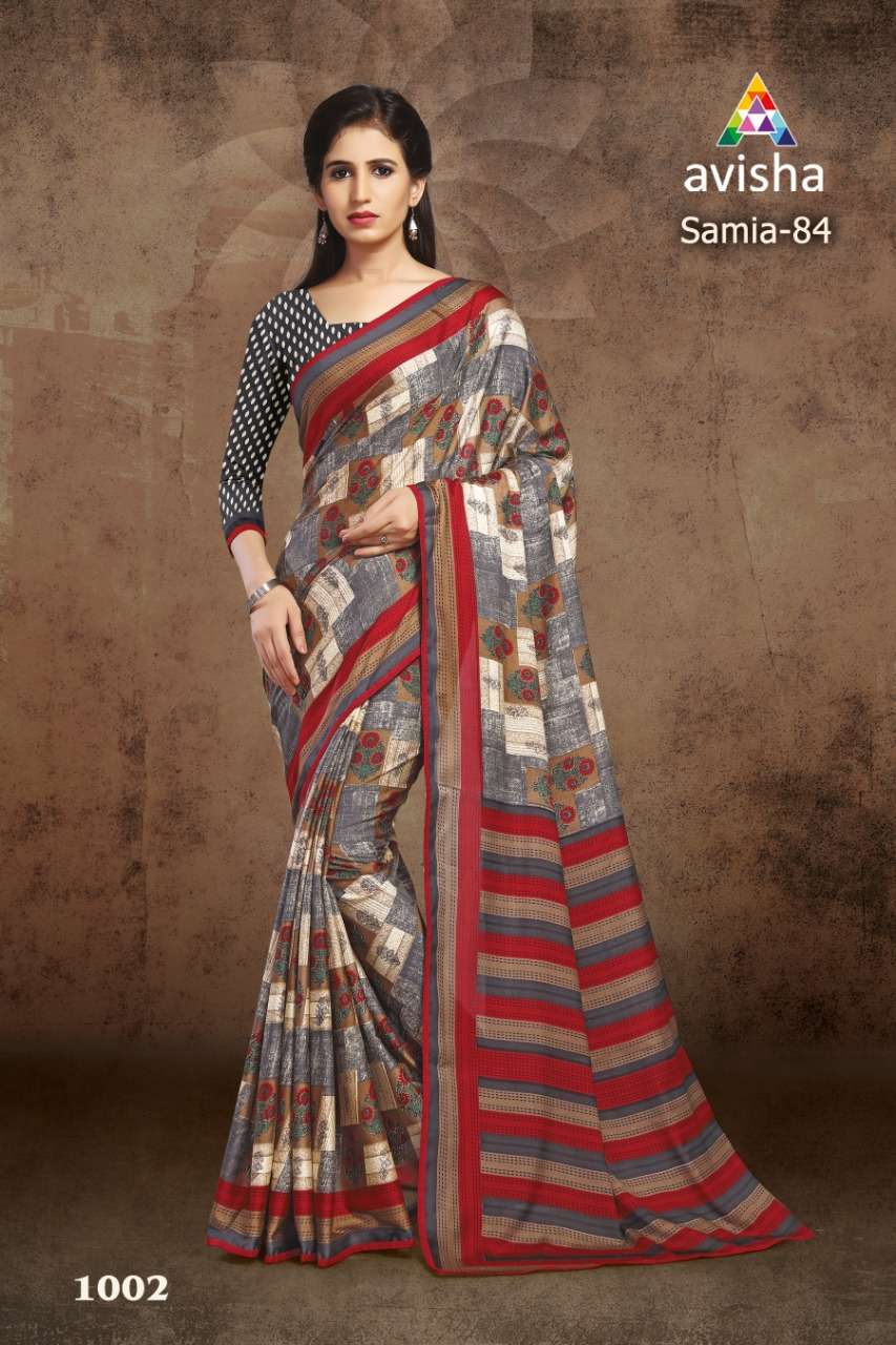 SAMIA VOL-84 BY AVISHA 1001 TO 1004 SERIES INDIAN TRADITIONAL WEAR COLLECTION BEAUTIFUL STYLISH FANCY COLORFUL PARTY WEAR & OCCASIONAL WEAR DYNA SILK SAREES AT WHOLESALE PRICE