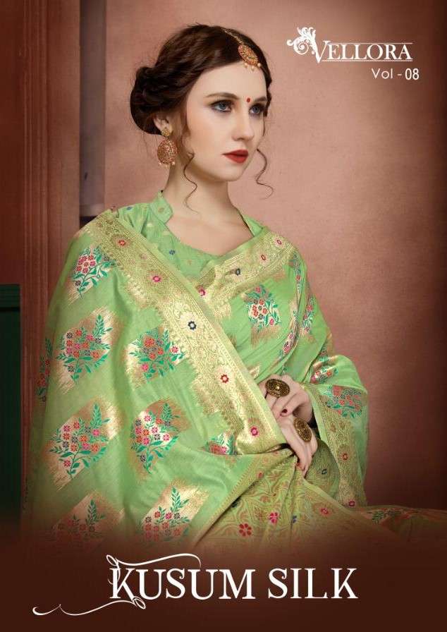 VELLORA SAREES VOL-8 BY VELLORA 1801 TO 1807 SERIES INDIAN TRADITIONAL WEAR COLLECTION BEAUTIFUL STYLISH FANCY COLORFUL PARTY WEAR & OCCASIONAL WEAR BANARASI COTTON SILK SAREES AT WHOLESALE PRICE