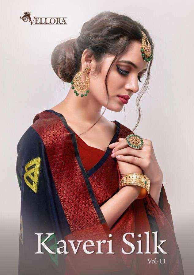 KAVERI SILK VOL-11 BY VELLORA 2101 TO 2104 SERIES INDIAN TRADITIONAL WEAR COLLECTION BEAUTIFUL STYLISH FANCY COLORFUL PARTY WEAR & OCCASIONAL WEAR BANARASI COTTON SILK SAREES AT WHOLESALE PRICE