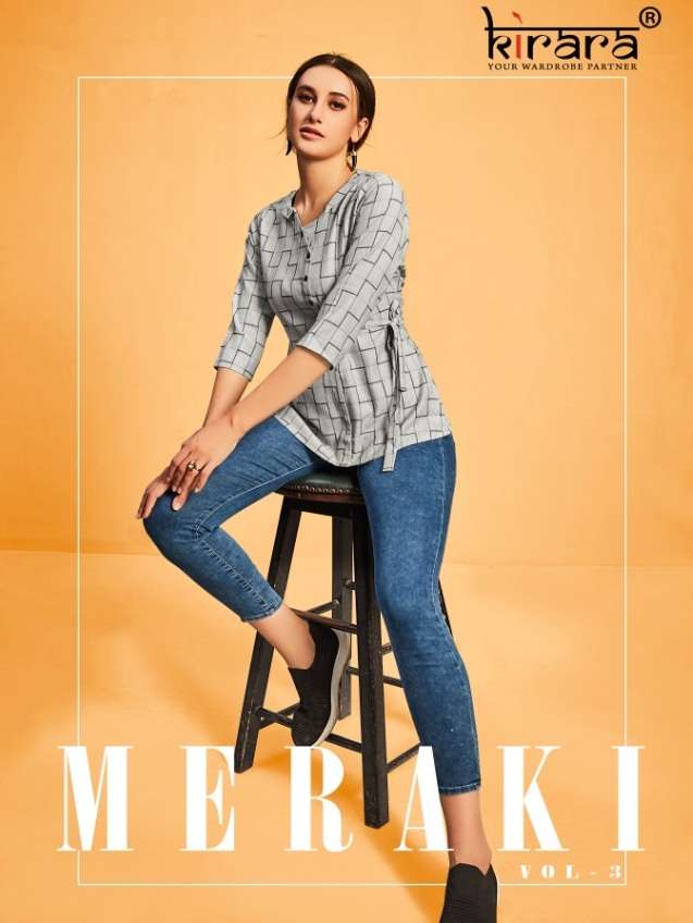 MERAKI VOL-3 BY KIRARA 2164 TO 2170 SERIES BEAUTIFUL COLORFUL STYLISH FANCY CASUAL WEAR & READY TO WEAR RAYON HANDLOOM TOPS AT WHOLESALE PRICE