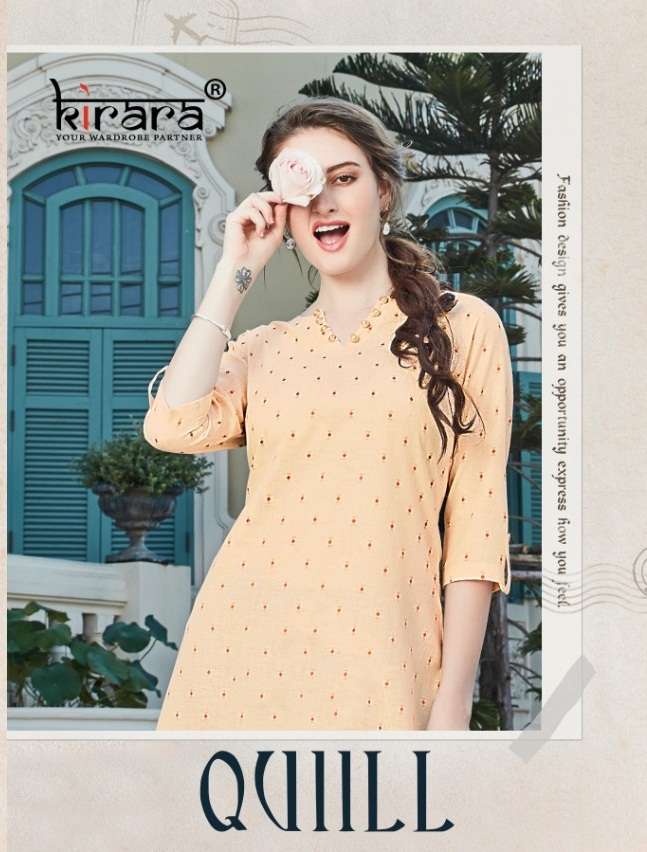 QUILL BY KIRARA 2148 TO 2153 SERIES STYLISH FANCY BEAUTIFUL COLORFUL CASUAL WEAR & ETHNIC WEAR COTTON FLEX PRINTED KURTIS AT WHOLESALE PRICE