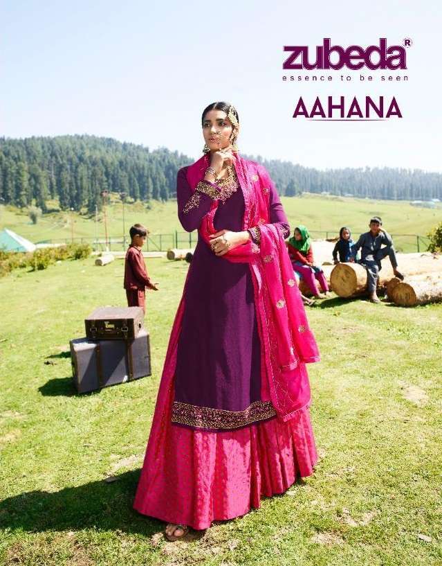 AAHANA BY ZUBEDA 21301 TO 21308 SERIES BEAUTIFUL PAKISTANI SUITS COLORFUL STYLISH FANCY CASUAL WEAR & ETHNIC WEAR SATIN GEORGETTE WITH EMBROIDERY DRESSES AT WHOLESALE PRICE