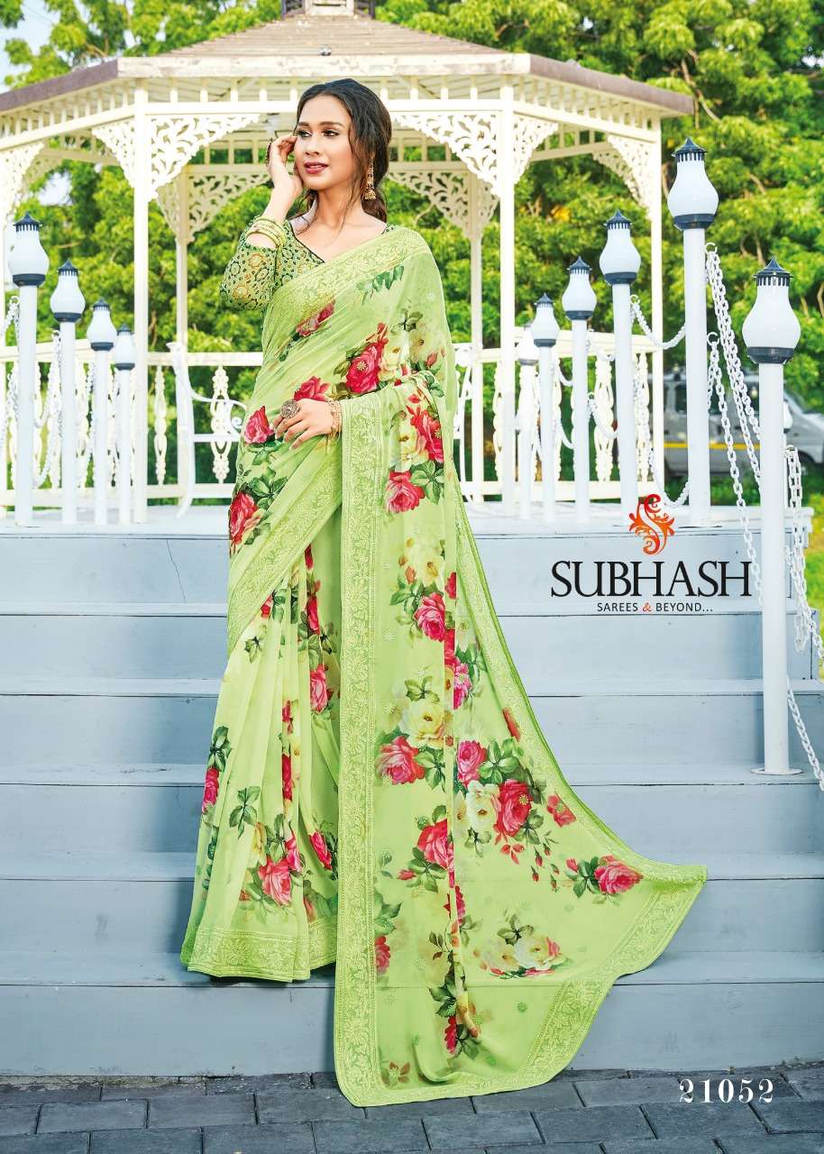 FLORA BY SUBHASH SAREES INDIAN TRADITIONAL WEAR COLLECTION BEAUTIFUL STYLISH FANCY COLORFUL PARTY WEAR & OCCASIONAL WEAR SOFT GEORGETTE PRINTED SAREES AT WHOLESALE PRICE