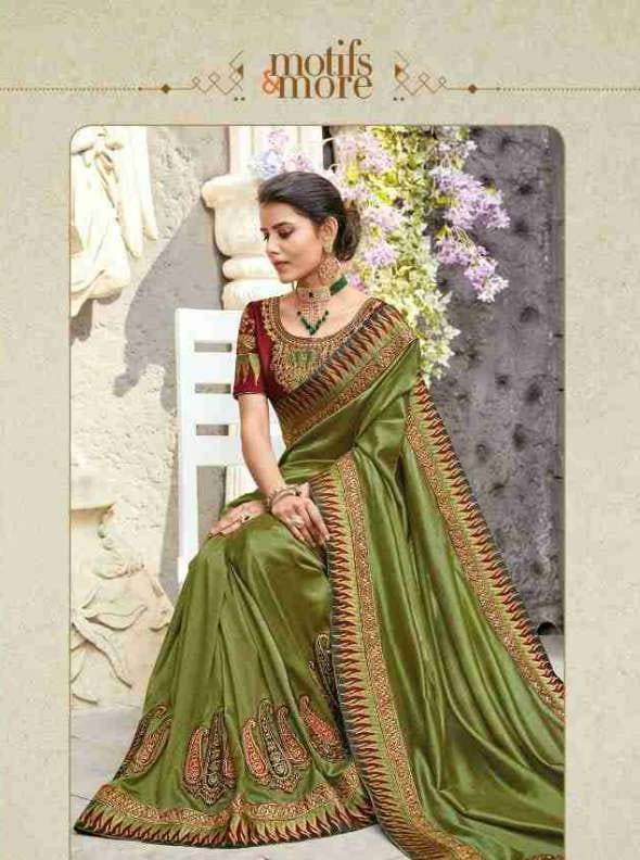 M AND M VOL-12 BY MOTIFS AND MORE 12001 TO 12016 SERIES INDIAN TRADITIONAL WEAR COLLECTION BEAUTIFUL STYLISH FANCY COLORFUL PARTY WEAR & OCCASIONAL WEAR SATIN GEORGETTE SAREES AT WHOLESALE PRICE