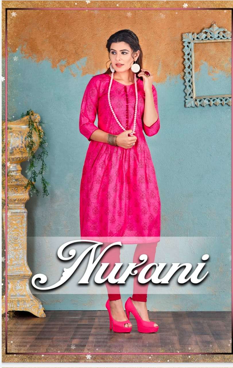 NURANI BY NEHA FASHION 4001 TO 4005 SERIES BEAUTIFUL STYLISH FANCY COLORFUL CASUAL WEAR & ETHNIC WEAR COTTON SLUB PRINTED KURTIS AT WHOLESALE PRICE