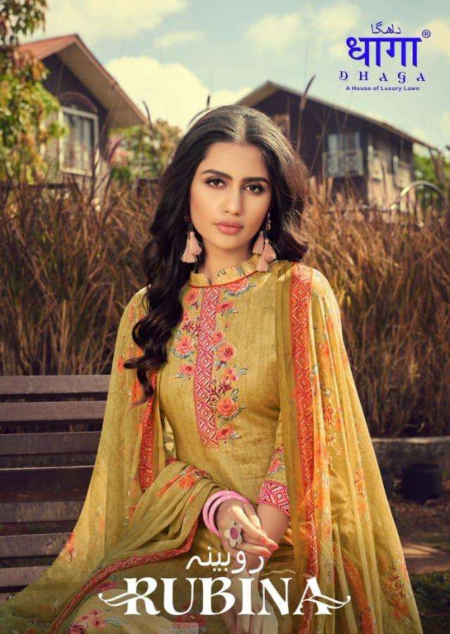 RUBINA BY DHAGA 2001 TO 2006 SERIES DESIGNER SUITS BEAUTIFUL STYLISH FANCY COLORFUL PARTY WEAR & OCCASIONAL WEAR PURE CAMBRIC COTTON PRINTED DRESSES AT WHOLESALE PRICE