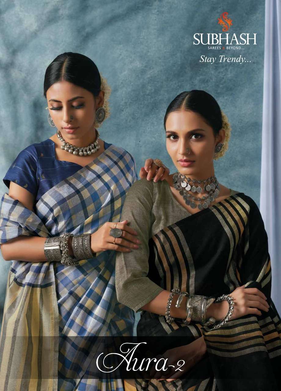 AURA VOL-2 BY SUBHASH SAREES 23001 TO 23008 SERIES INDIAN TRADITIONAL WEAR COLLECTION BEAUTIFUL STYLISH FANCY COLORFUL PARTY WEAR & OCCASIONAL WEAR LINEN SAREES AT WHOLESALE PRICE