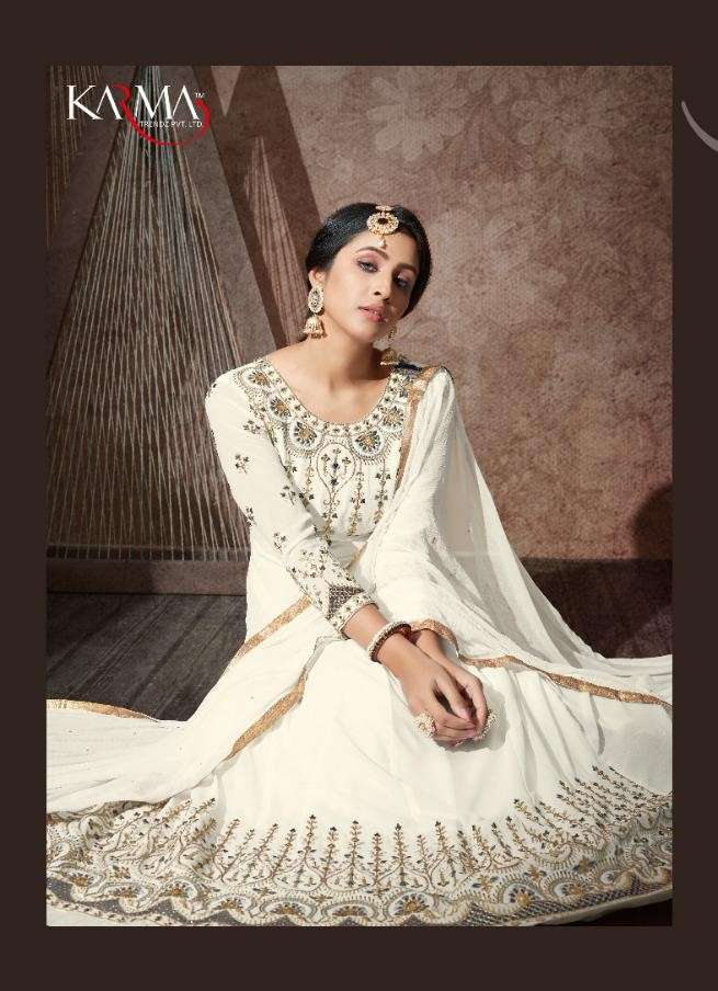 KARMA 10602 SERIES BY KARMA TRENDZ 10602 TO 10608 SERIES DESIGNER WEDDING COLLECTION BEAUTIFUL STYLISH FANCY COLORFUL PARTY WEAR & OCCASIONAL WEAR GEORGETTE EMBROIDERED DRESSES AT WHOLESALE PRICE