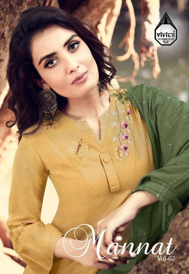 MANNAT VOL-2 BY VIVILS PRINTS 111 TO 117 SERIES DESIGNER FESTIVE SUITS COLLECTION BEAUTIFUL STYLISH FANCY COLORFUL PARTY WEAR & OCCASIONAL WEAR VISCOSE MUSLIN DRESSES AT WHOLESALE PRICE