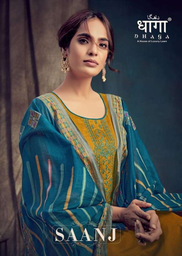 SAANJ BY DHAGA 2501 TO 2506 SERIES BEAUTIFUL STYLISH PAKISATNI SUITS FANCY COLORFUL CASUAL WEAR & ETHNIC WEAR & READY TO WEAR PURE JAM PRINT WITH EMBROIDERED DRESSES AT WHOLESALE PRICE