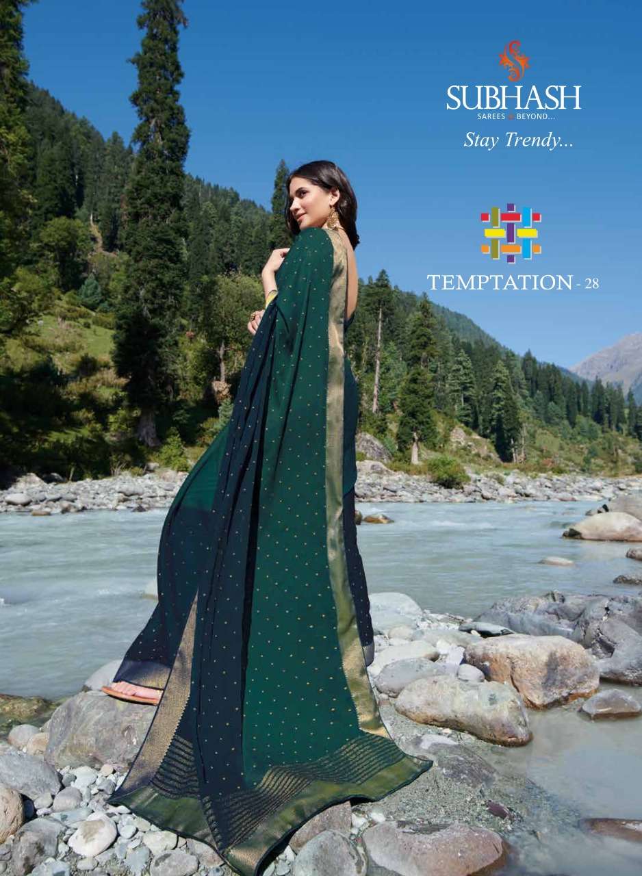 TEMPTATION VOL-28 BY SUBHASH SAREES 9601 TO 9622 SERIES INDIAN TRADITIONAL WEAR COLLECTION BEAUTIFUL STYLISH FANCY COLORFUL PARTY WEAR & OCCASIONAL WEAR FANCY SAREES AT WHOLESALE PRICE