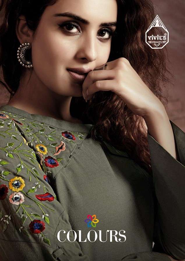 COLOURS BY VIVILS PRINTS 101 TO 107 SERIES DESIGNER STYLISH FANCY COLORFUL BEAUTIFUL PARTY WEAR & ETHNIC WEAR COLLECTION PURE COTTON KURTIS WITH BOTTOM AT WHOLESALE PRICE