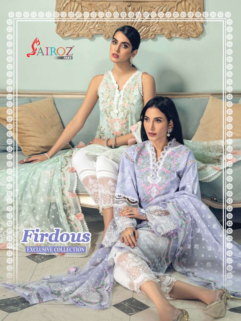 FIRDOUS EXCLUSIVE COLLECTION BY SAIROZ FABS 1005 TO 1006 SERIES BEAUTIFUL SUITS STYLISH FANCY COLORFUL PARTY WEAR & OCCASIONAL WEAR COTTON DIGITAL PRINT WITH EMBROIDERY DRESSES AT WHOLESALE PRICE