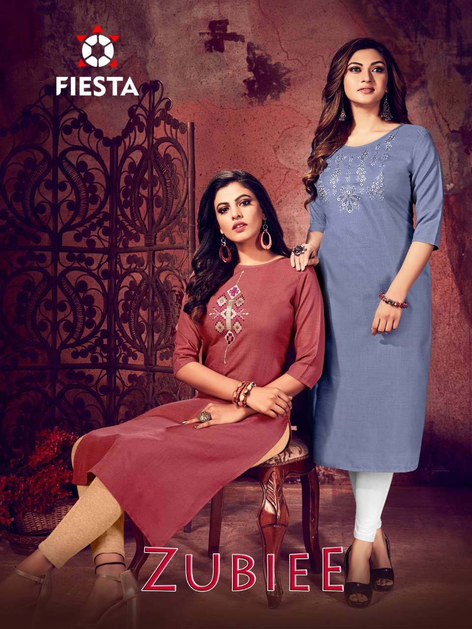 ZUBLEE BY FIESTA 13011 TO 13018 SERIES DESIGNER STYLISH FANCY COLORFUL BEAUTIFUL PARTY WEAR & ETHNIC WEAR COLLECTION SOFT MAGIC SLUB HANDWORK KURTIS AT WHOLESALE PRICE