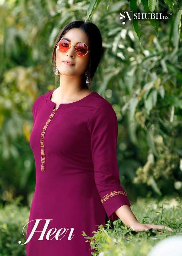 HEER BY SHUBH NX 1001 TO 1008 SERIES DESIGNER STYLISH FANCY COLORFUL BEAUTIFUL PARTY WEAR & ETHNIC WEAR COLLECTION RAYON EMBROIDERY KURTIS AT WHOLESALE PRICE