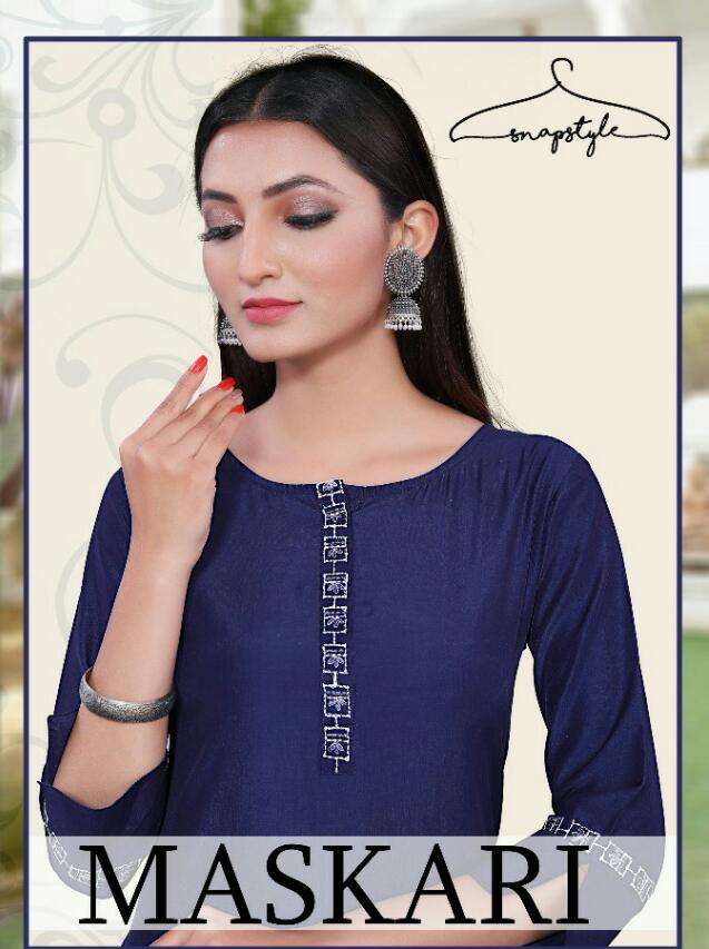 MASKARI BY SNAPSTYLE 1001 TO 1007 SERIES DESIGNER STYLISH FANCY COLORFUL BEAUTIFUL PARTY WEAR & ETHNIC WEAR COLLECTION VISCOSE MUSLIN EMBROIDERY KURTIS AT WHOLESALE PRICE