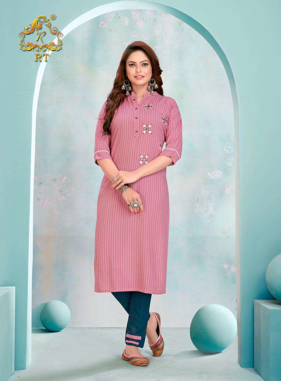 SPRING BY RT 9001 TO 9006 SERIES DESIGNER STYLISH FANCY COLORFUL BEAUTIFUL PARTY WEAR & ETHNIC WEAR COLLECTION VISCOSE RAYON EMBROIDERY KURTIS WITH BOTTOM AT WHOLESALE PRICE