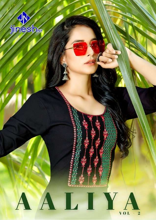 AALIYA VOL-2 BY JINESH NX 1001 TO 1008 SERIES DESIGNER STYLISH FANCY COLORFUL BEAUTIFUL PARTY WEAR & ETHNIC WEAR COLLECTION RAYON HANDWORK KURTIS AT WHOLESALE PRICE