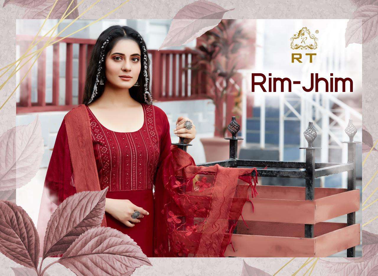 RIM-JHIM BY RT 1517 TO 1522 SERIES DESIGNER STYLISH FANCY COLORFUL BEAUTIFUL PARTY WEAR & ETHNIC WEAR COLLECTION RAYON EMBROIDERY KURTIS WITH DUPATTA AT WHOLESALE PRICE