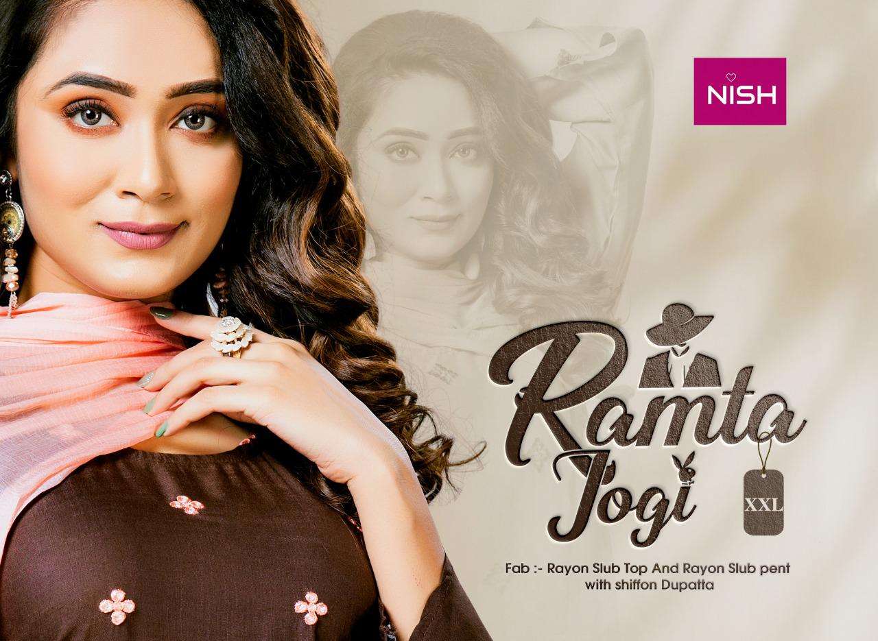 RAMTA JOGI BY NISH 101 TO 106 SERIES BEAUTIFUL SUITS COLORFUL STYLISH FANCY CASUAL WEAR & ETHNIC WEAR RAYON SLUB DRESSES AT WHOLESALE PRICE