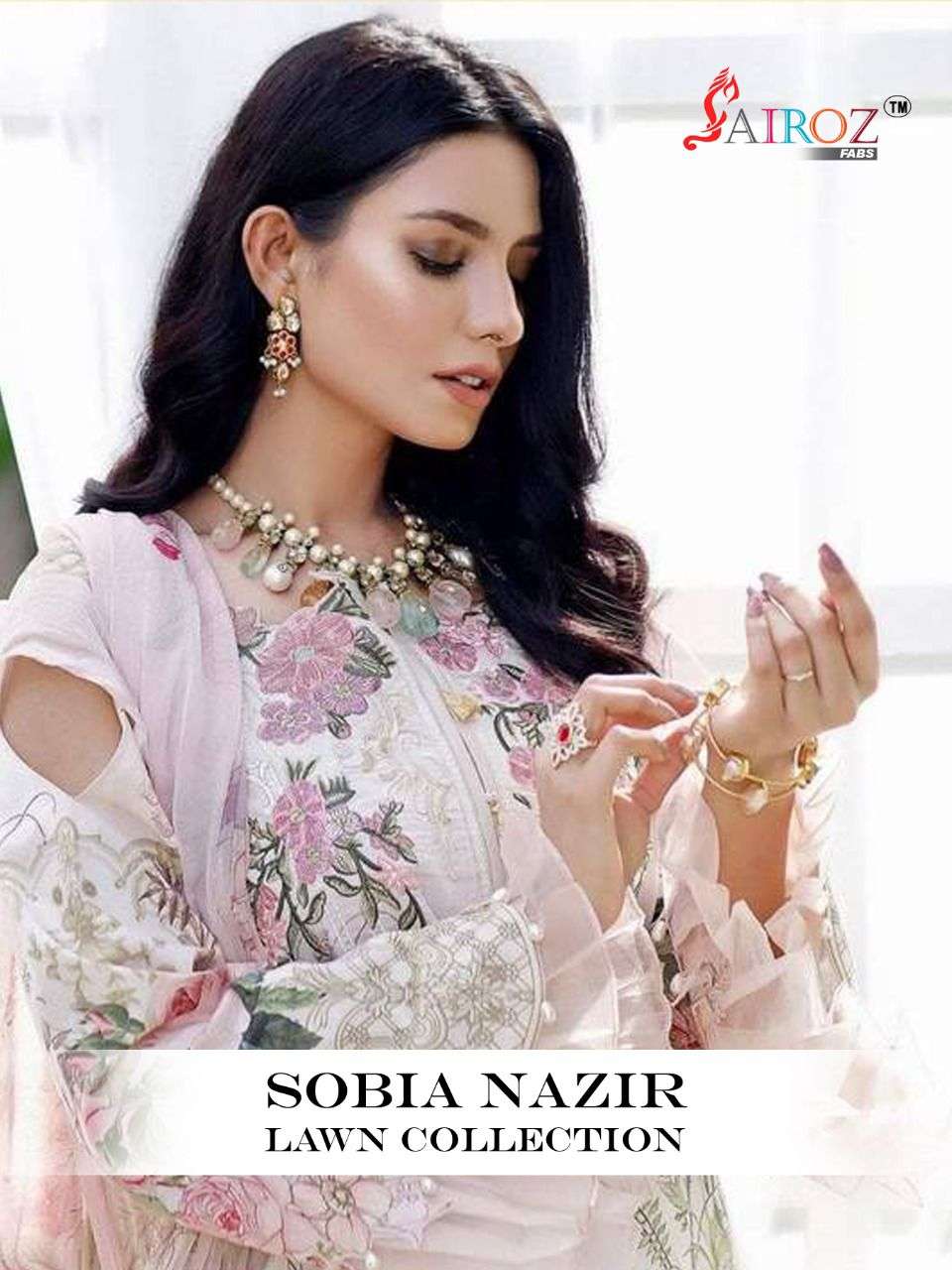 SOBIA NAZIR LAWN COLLECTION BY SAIROZ FABS 22001 TO 22003 SERIES PAKISTANI SUITS BEAUTIFUL FANCY COLORFUL STYLISH PARTY WEAR & OCCASIONAL WEAR PURE  COTTON DIGITAL PRINT DRESSES AT WHOLESALE PRICE