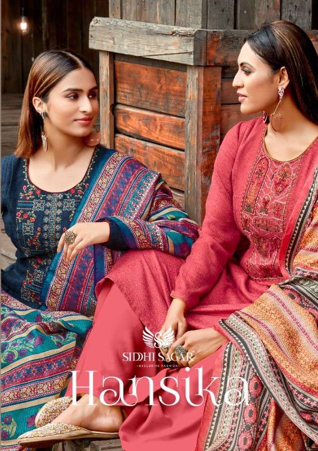 HANSIKA BY SIDDHI SAGAR 23401 TO 23408 SERIES BEAUTIFUL STYLISH SUITS FANCY COLORFUL CASUAL WEAR & ETHNIC WEAR & READY TO WEAR PURE PASHMINA PRINT WITH EMBROIDERED DRESSES AT WHOLESALE PRICE