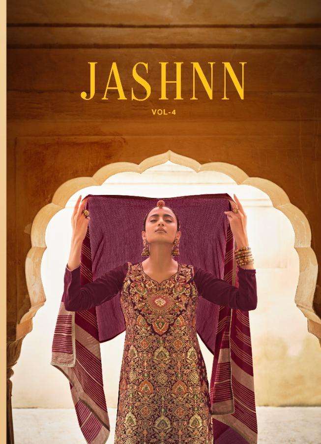 JASHNN VOL-4 BY KARMA TRENDZ 5220 TO 5226 SERIES BEAUTIFUL STYLISH SUITS FANCY COLORFUL CASUAL WEAR & ETHNIC WEAR & READY TO WEAR SILK JACQUARD DRESSES AT WHOLESALE PRICE