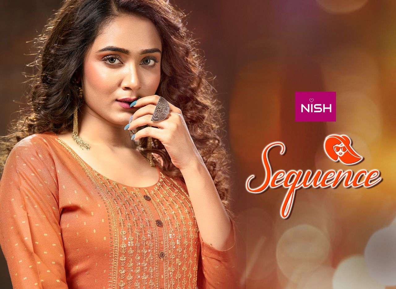 SEQUENCE BY NISH 101 TO 108 SERIES DESIGNER STYLISH FANCY COLORFUL BEAUTIFUL PARTY WEAR & ETHNIC WEAR COLLECTION RAYON DOBBY KURTIS AT WHOLESALE PRICE