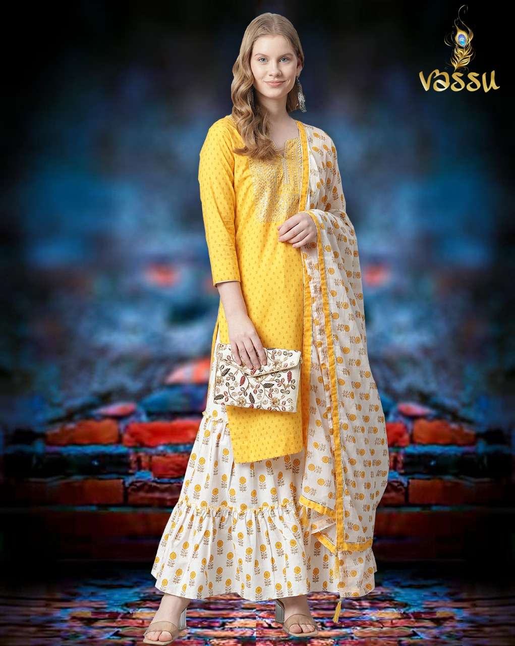 WEDDING BY VASSU 101 TO 104 SERIES BEAUTIFUL SUITS COLORFUL STYLISH FANCY CASUAL WEAR & ETHNIC WEAR PURE COTTON DRESSES AT WHOLESALE PRICE