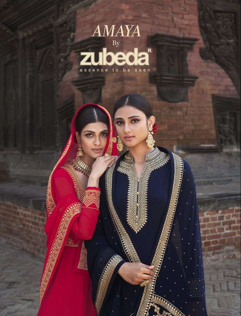 Amaya 22301 Series By Zubeda 22301 To 22306 Series Beautiful Stylish Sharara Suits Fancy Colorful Casual Wear & Ethnic Wear & Ready To Wear Georgette Embroidered Dresses At Wholesale Price