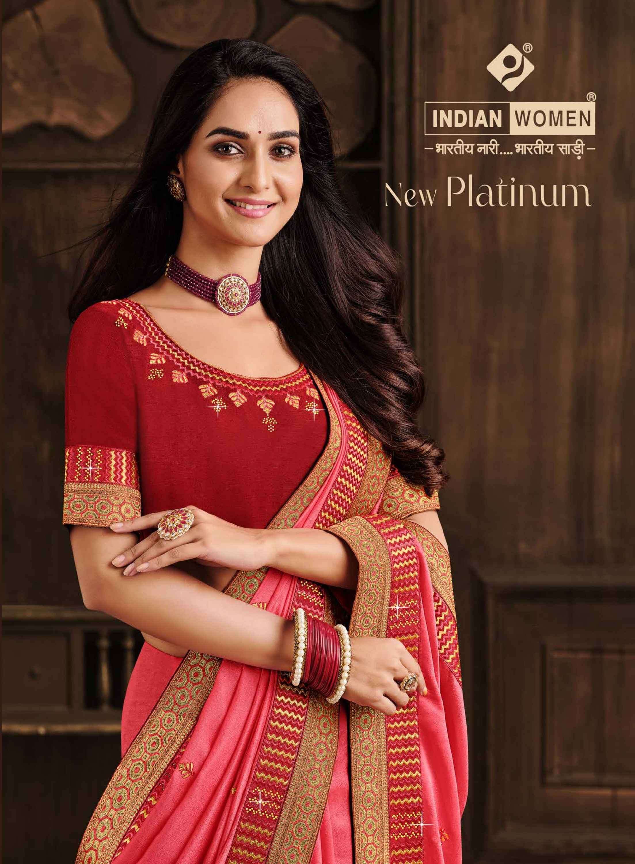 NEW PLATINUM BY INDIAN WOMEN 10008 TO 10013 SERIES INDIAN TRADITIONAL WEAR COLLECTION BEAUTIFUL STYLISH FANCY COLORFUL PARTY WEAR & OCCASIONAL WEAR FANCY SAREES AT WHOLESALE PRICE