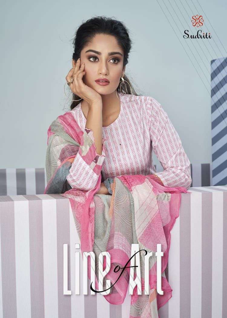 LINE OF ART BY SUDRITI BEAUTIFUL SUITS COLORFUL STYLISH FANCY CASUAL WEAR & ETHNIC WEAR PURE COTTON PRINT DRESSES AT WHOLESALE PRICE