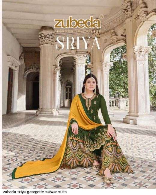 SRIYA BY ZUBEDA 1001 TO 1003 SERIES BEAUTIFUL SHARARA SUITS COLORFUL STYLISH FANCY CASUAL WEAR & ETHNIC WEAR GEORGETTE EMBROIDERED DRESSES AT WHOLESALE PRICE