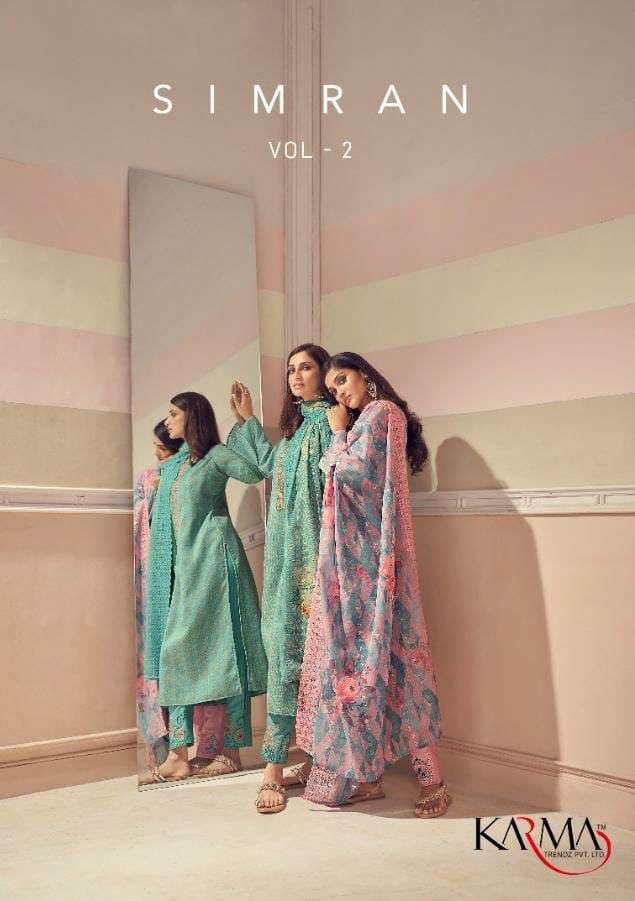 SIMRAN VOL-2 BY KARMA TRENDZ 4041 TO 4047 SERIES BEAUTIFUL SUITS COLORFUL STYLISH FANCY CASUAL WEAR & ETHNIC WEAR PURE JAM COTTON DIGITAL PRINT DRESSES AT WHOLESALE PRICE