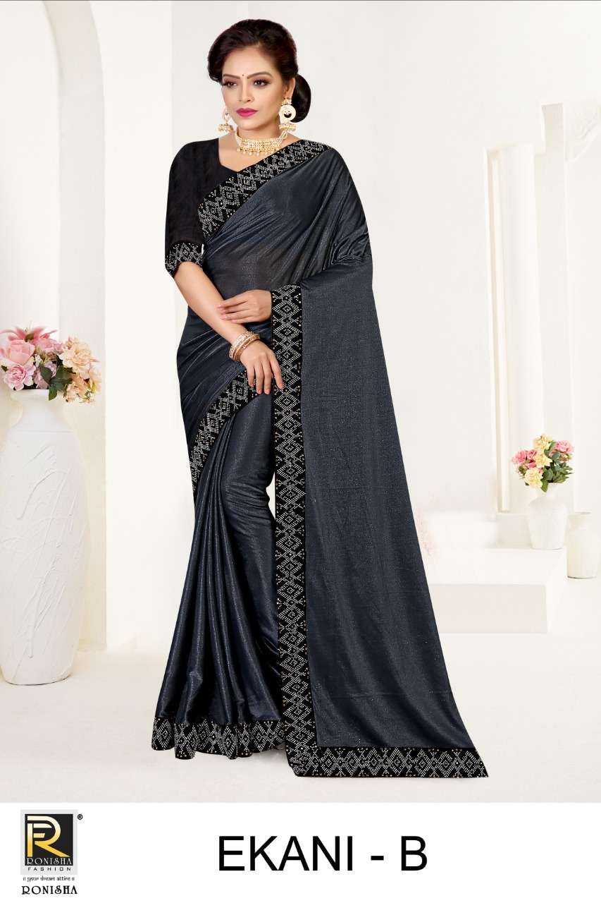 EKANI BY RONISHA A TO F SERIES INDIAN TRADITIONAL WEAR COLLECTION BEAUTIFUL STYLISH FANCY COLORFUL PARTY WEAR & OCCASIONAL WEAR LYCRA SAREES AT WHOLESALE PRICE