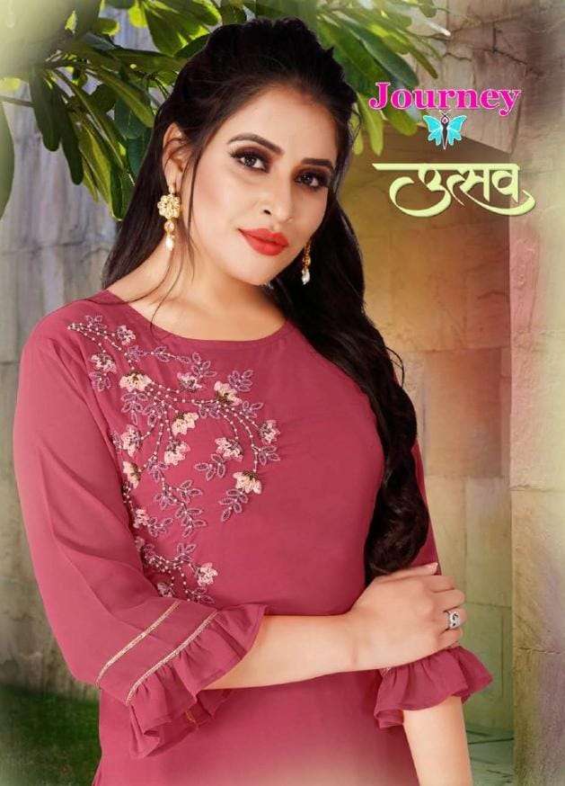 UTSAV BY JOURNEY 1001 TO 1004 SERIES BEAUTIFUL SHARARA SUITS COLORFUL STYLISH FANCY CASUAL WEAR & ETHNIC WEAR GEORGETTE WITH WORK DRESSES AT WHOLESALE PRICE